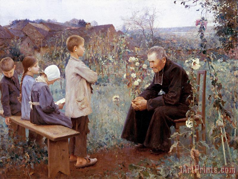 Jules Alexis Muenier The Catechism Lesson Art Painting