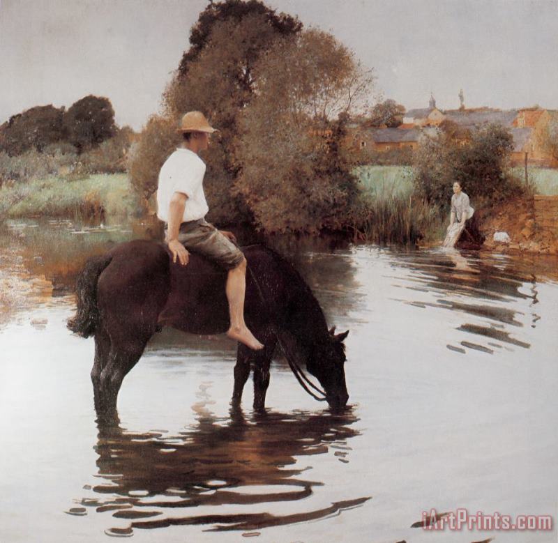 Young Peasant Taking His Horse to The Water Hole painting - Jules Alexis Muenier Young Peasant Taking His Horse to The Water Hole Art Print