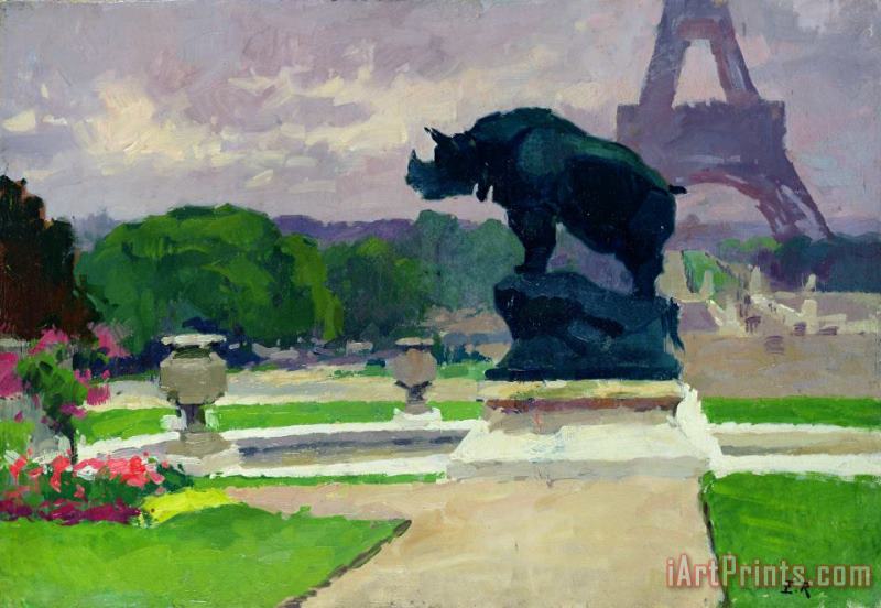 Jules Ernest Renoux The Trocadero Gardens and the Rhinoceros Art Painting
