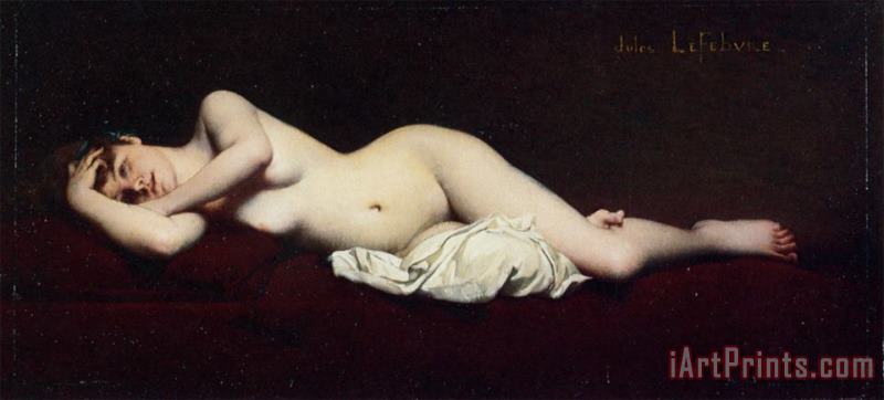 A Reclining Nude painting - Jules Joseph Lefebvre A Reclining Nude Art Print