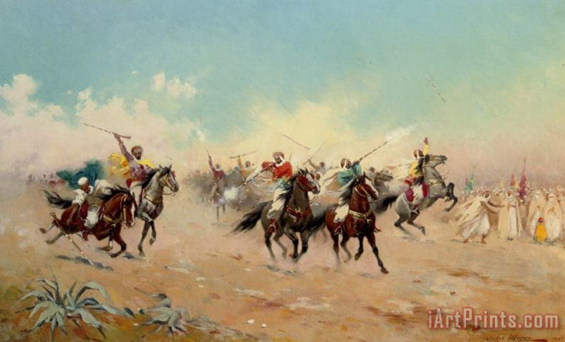 Jules Monge A Cavalry Charge Art Print