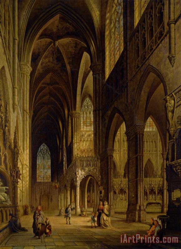 Vue Du Transept De Leglise Damiens painting - Jules Victor Genisson Vue Du Transept De Leglise Damiens Art Print