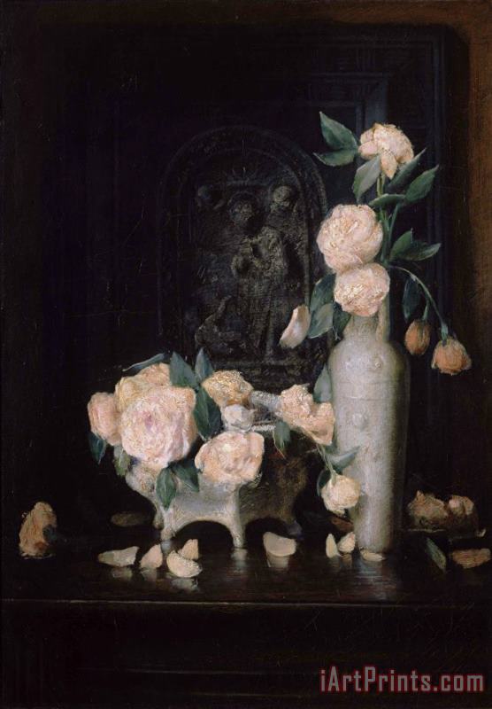 Roses painting - Julian Alden Weir Roses Art Print