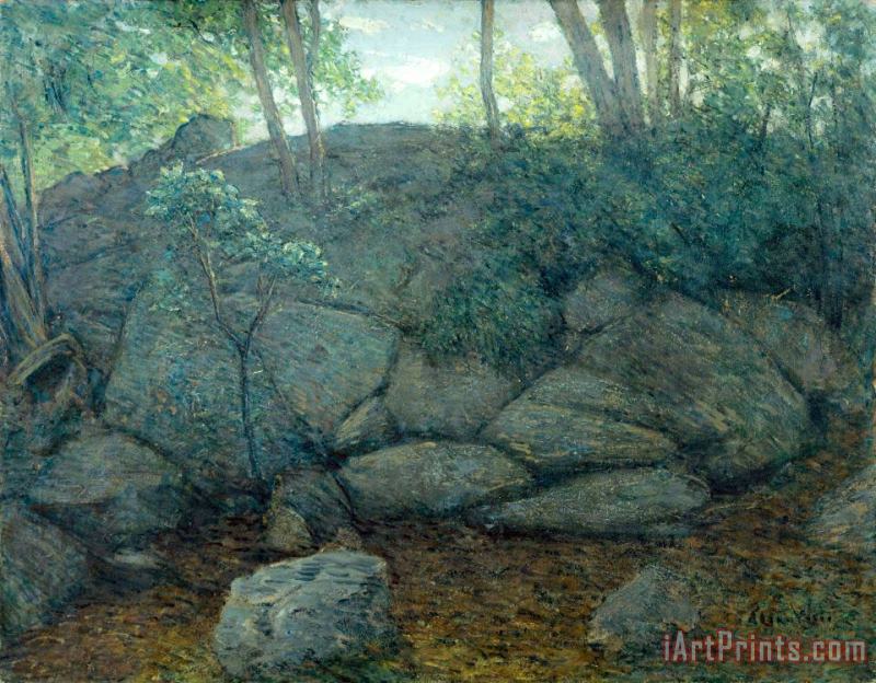 Julian Alden Weir Woodland Rocks Art Painting