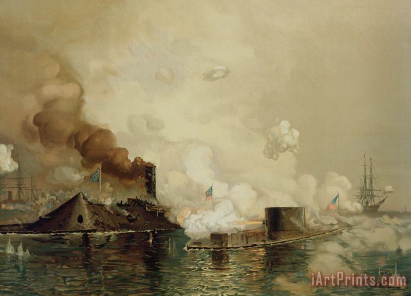 Julian Oliver Davidson First Fight between Ironclads Art Painting