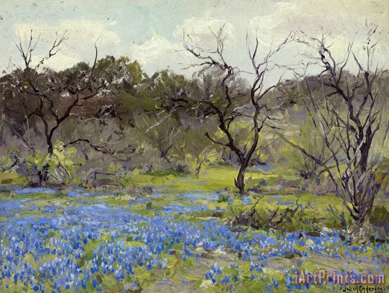 Julian Onderdonk Early Spring Bluebonnets And Mesquite Art Print