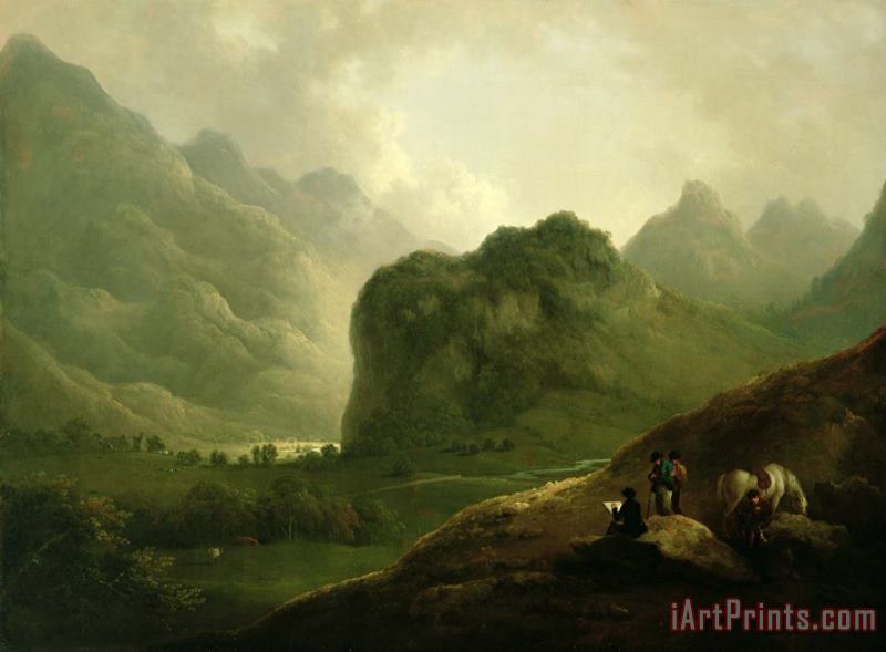 Julius Caesar Ibbetson A Sketching Party in the Pass at Borrowdale Art Print