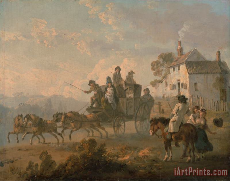 A Stage Coach on a Country Road painting - Julius Caesar Ibbetson A Stage Coach on a Country Road Art Print