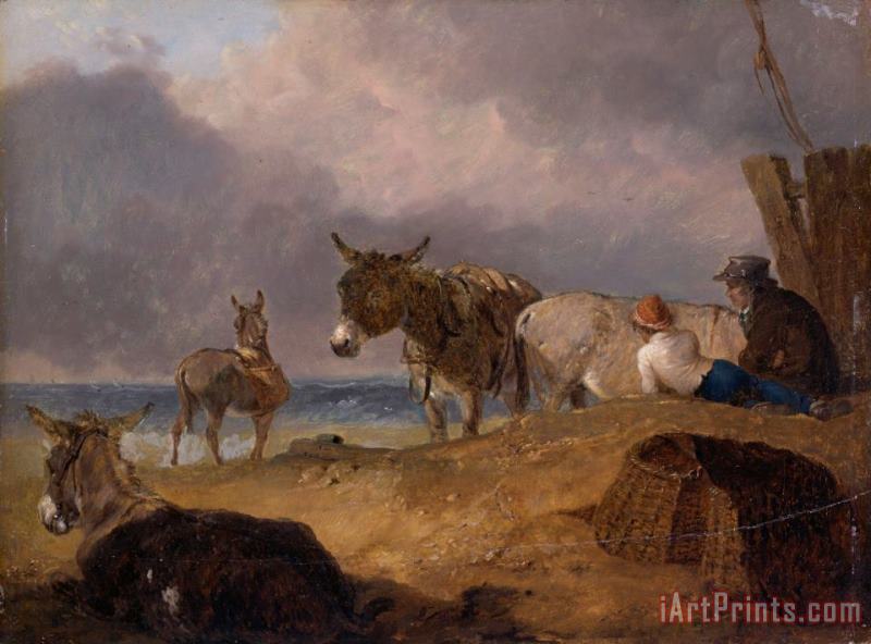 Julius Caesar Ibbetson Donkeys And Figures on a Beach Art Painting