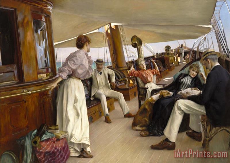 Julius Leblanc Stewart On The Yacht Namouna,” Venice, 1890 Art Painting