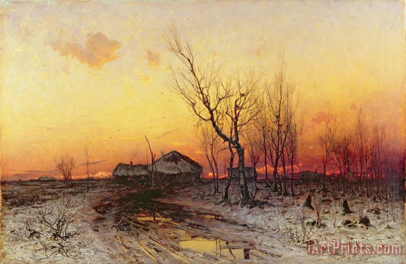 Julius Sergius Klever Winter Landscape Art Painting