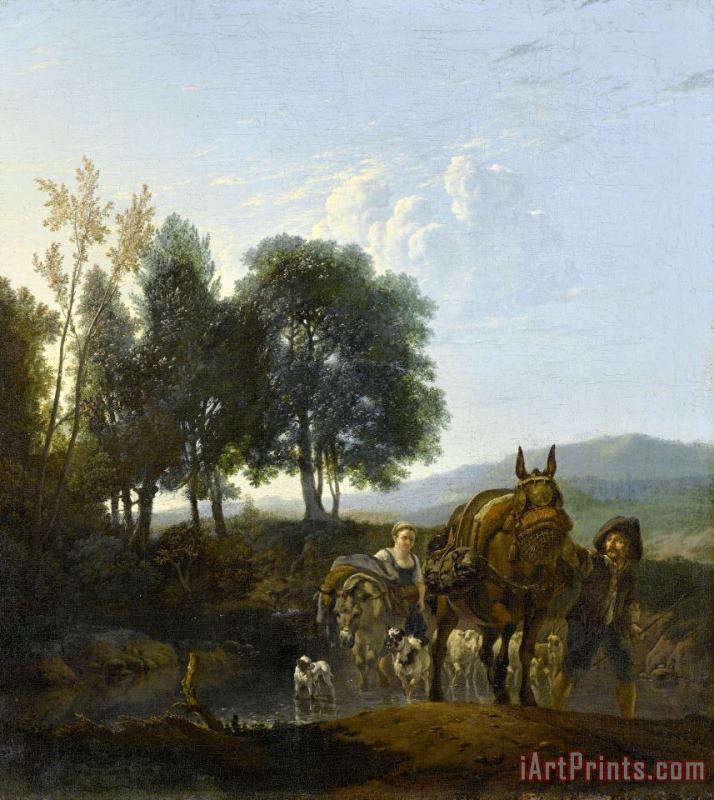 Karel Dujardin Landscape with Mule Driver Art Painting