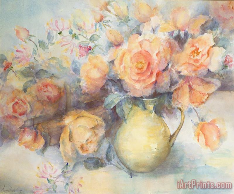 Just Joey Roses painting - Karen Armitage Just Joey Roses Art Print