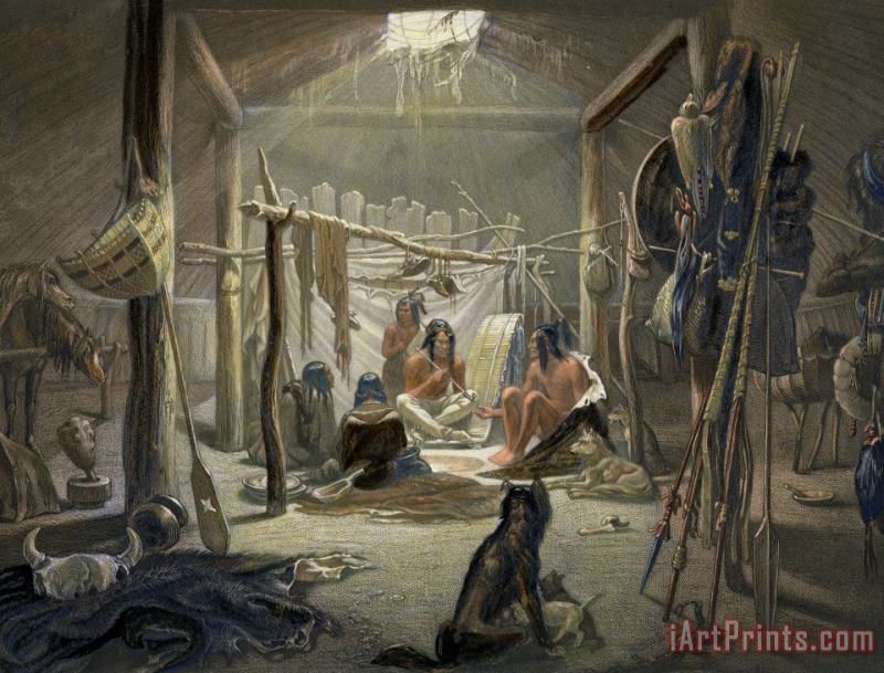 Karl Bodmer The Interior Of A Hut Of A Mandan Chief Art Painting