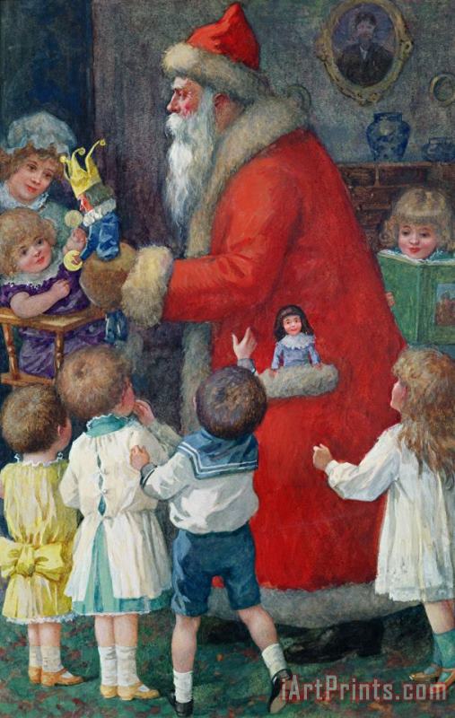 Karl Roger Father Christmas with Children Art Print