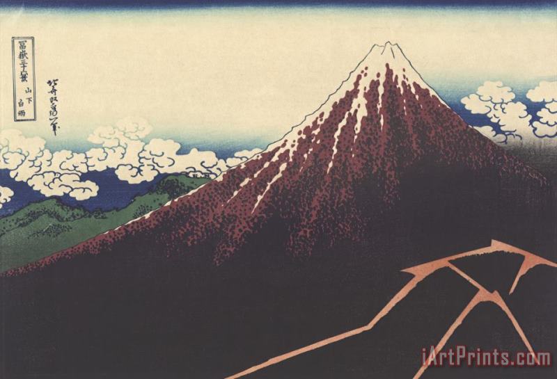 Katsushika Hokusai A Shower Below The Summit Art Painting