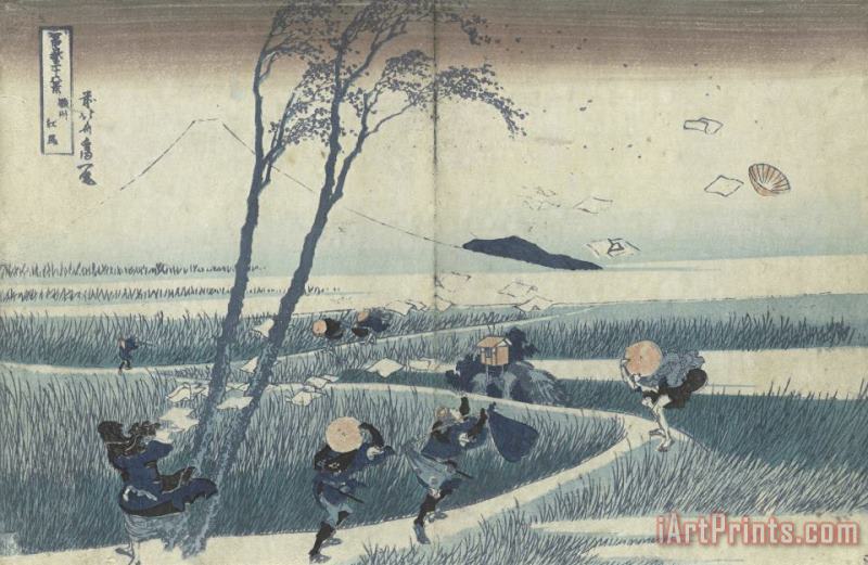 Katsushika Hokusai A Sudden Gust of Wind Art Painting