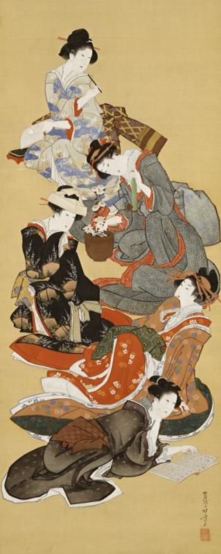 Katsushika Hokusai Five Beautiful Women Art Print