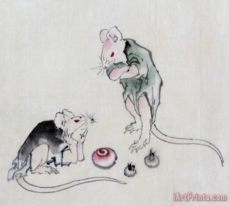 Mice In Council painting - Katsushika Hokusai Mice In Council Art Print