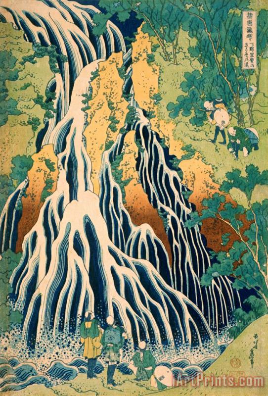 Katsushika Hokusai Pilgrims at Kirifuri Waterfall on Mount Kurokami in Shimotsuke Province Art Print