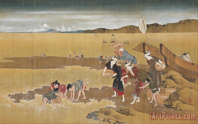 Katsushika Hokusai Shell Gathering Art Painting