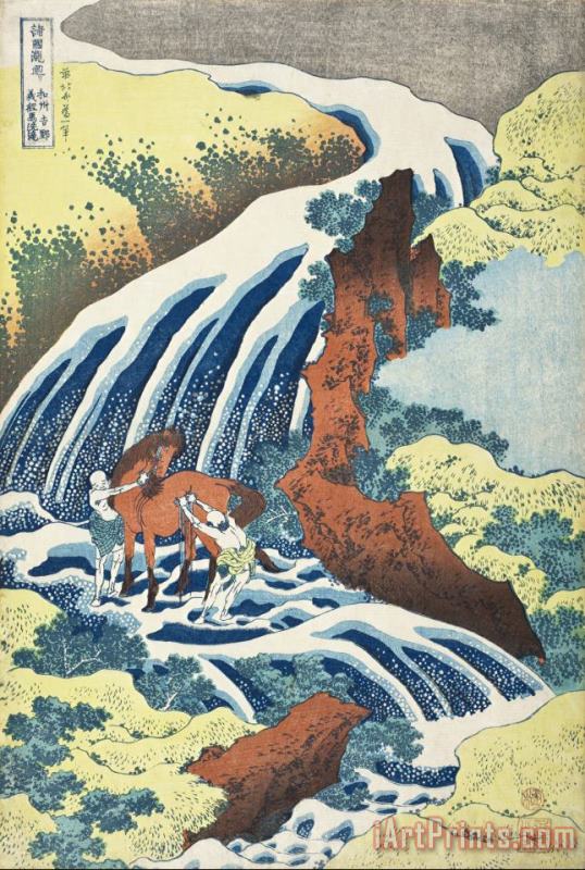 The Yoshitsune Horse Washing Falls at Yoshino, Izumi Province painting - Katsushika Hokusai The Yoshitsune Horse Washing Falls at Yoshino, Izumi Province Art Print