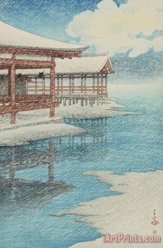 Kawase Hasui Snow at Miyajima (seiten No Yuki, Miyajima), From The Series Souvenirs of Travels, Second Series (tabi Miyage, Dai Ni Shu) Art Painting