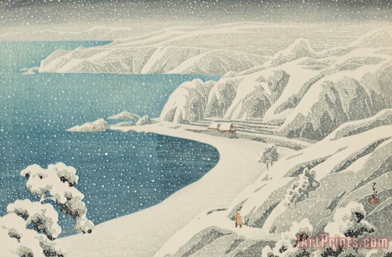 Kawase Hasui Snow at Night, Mikawa Zaka (sado, Nishi Mikawa Zaka), From The Series Souvenirs of Travels, Second Series (tabi Miyage, Dai Ni Shu) Art Painting
