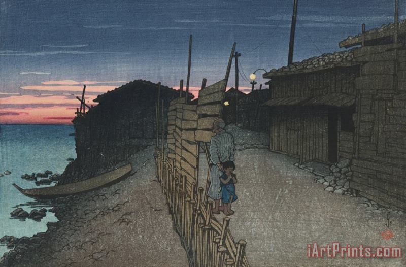 Kawase Hasui Sunset at Aikawa (sado Aikawa Machi), From The Series Souvenirs of Travels, Second Series (tabi Miyage, Dai Ni Shu) Art Print
