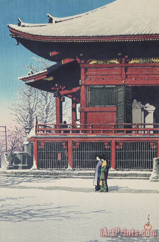 Kawase Hasui Sunshine After Snow at Asakusa (asakusa Kwannon No Yukibare) Art Print