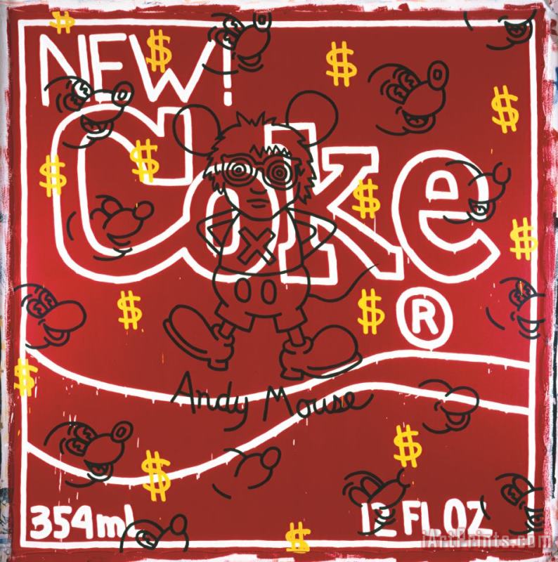 Andy Mouse New Coke, 1985 painting - Keith Haring Andy Mouse New Coke, 1985 Art Print