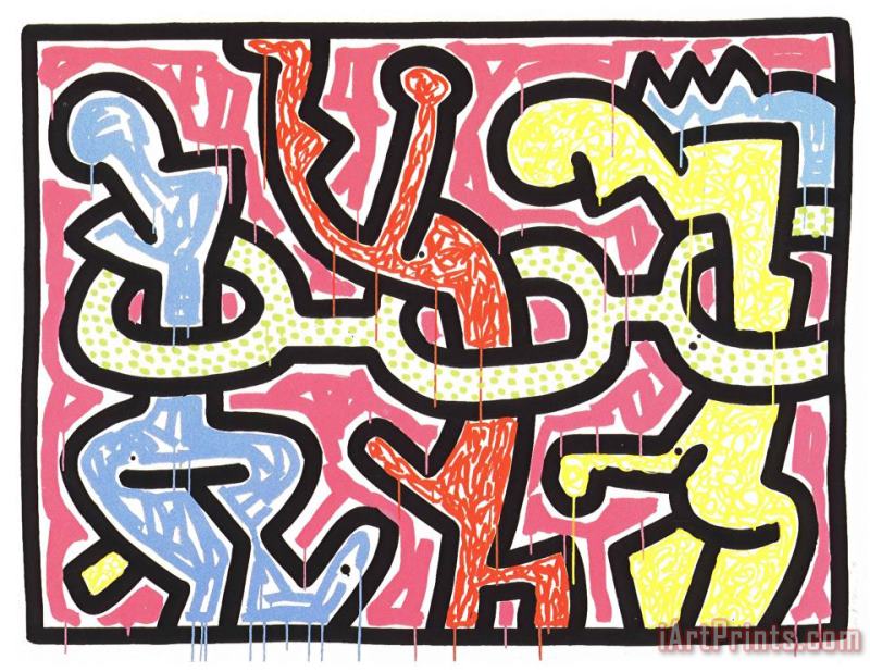 Keith Haring Flowers Art Print