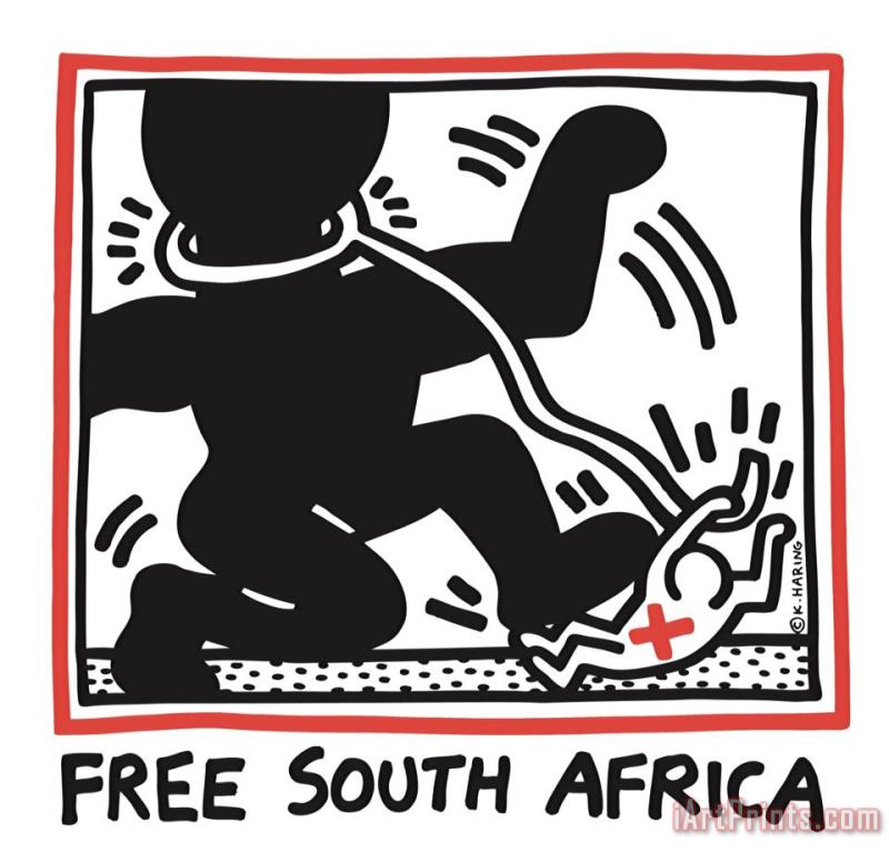 Keith Haring Free South Africa 1985 Art Painting