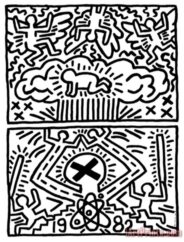 Poster for Nuclear Disarmament painting - Keith Haring Poster for Nuclear Disarmament Art Print