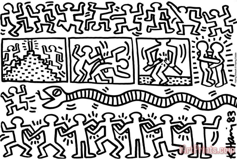 Senza Titolo 1983 painting - Keith Haring Senza Titolo 1983 Art Print