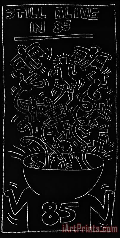 Still Alive in 85 painting - Keith Haring Still Alive in 85 Art Print