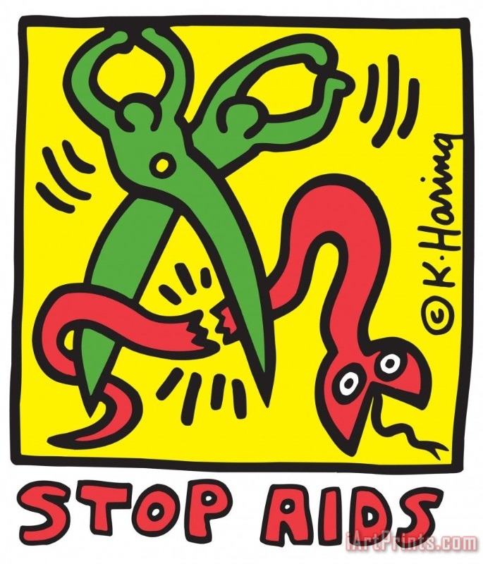 Keith Haring Stop Aids Art Print Keith Haring Stop Aids Art Print