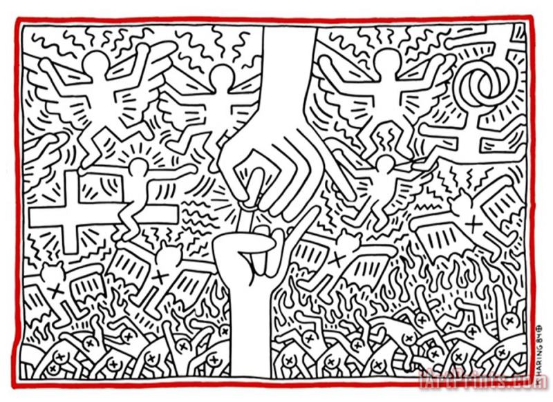 Keith Haring The Marriage of Heaven And Hell 1984 Art Painting