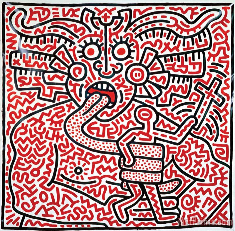 Untitled, 1983 painting - Keith Haring Untitled, 1983 Art Print