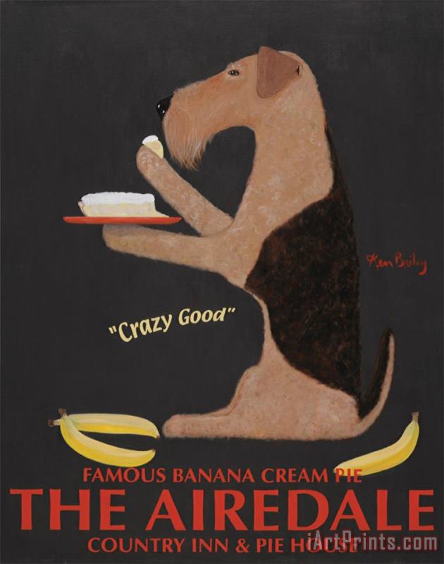 Airedale Famous Banana Cream Pie painting - Ken Bailey Airedale Famous Banana Cream Pie Art Print
