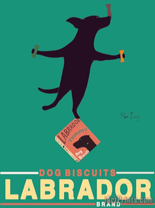 Black Lab Biscuits painting - Ken Bailey Black Lab Biscuits Art Print