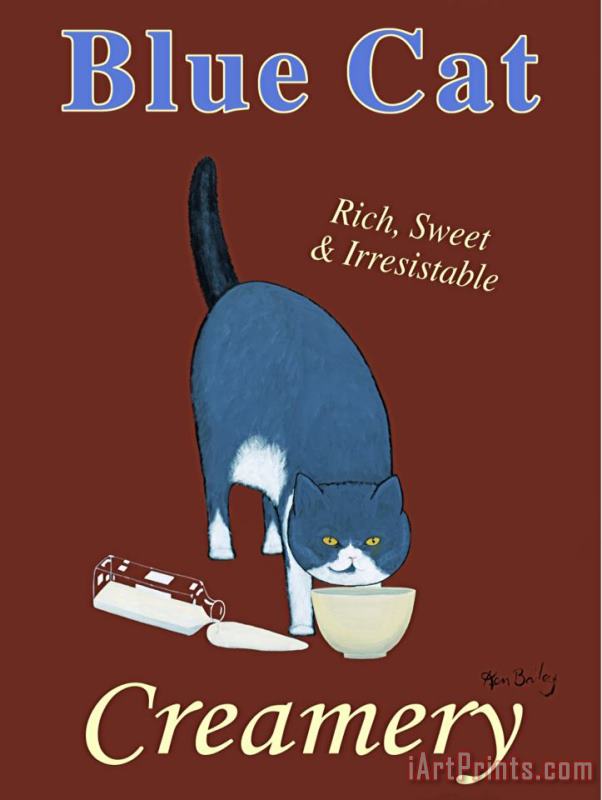 Blue Cat Creamery painting - Ken Bailey Blue Cat Creamery Art Print