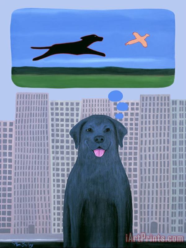 City Dog with Country Dreams painting - Ken Bailey City Dog with Country Dreams Art Print
