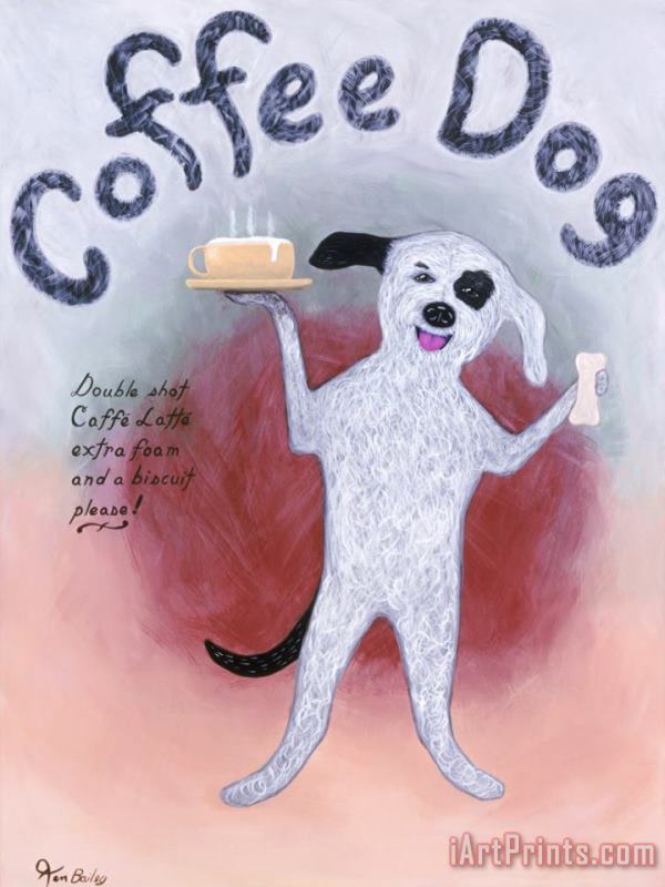 Ken Bailey Coffee Dog Art Painting