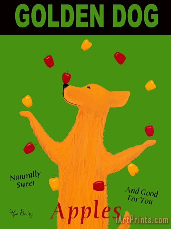 Ken Bailey Golden Dog Apples Art Print