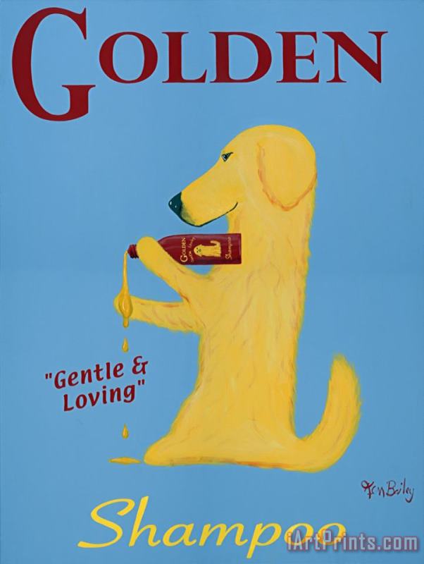Golden Dog Shampoo painting - Ken Bailey Golden Dog Shampoo Art Print