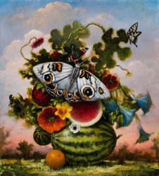 Kevin Sloan Arcadian Accumulation with Morning Glories And Moth, 2023