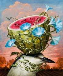 Kevin Sloan Arcadian Heron with Feast, 2023