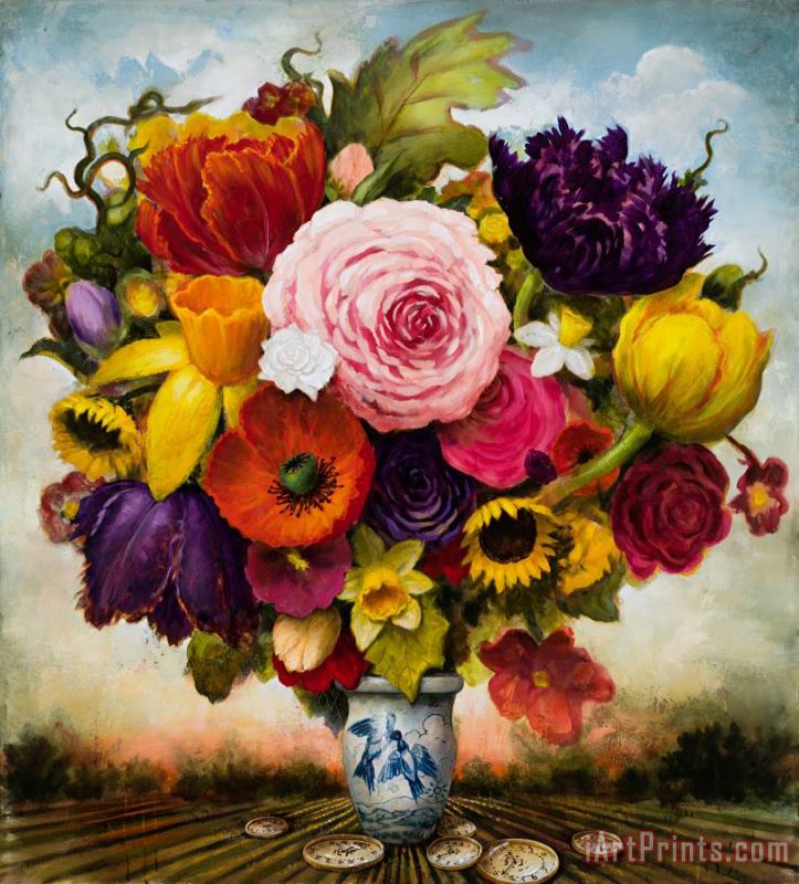 Arrangement Over Time, 2022 painting - Kevin Sloan Arrangement Over Time, 2022 Art Print