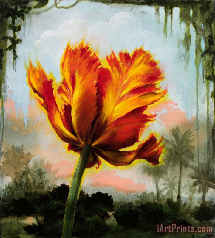 Portrait of a Tulip Attempting to Become a Flame, 2023 painting - Kevin Sloan Portrait of a Tulip Attempting to Become a Flame, 2023 Art Print